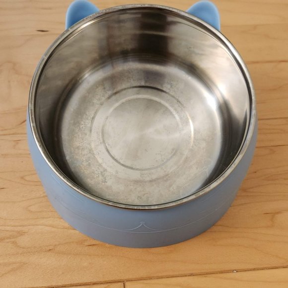 Cat Kitty Medium size Feeding Bowl Blue 2 pieces USED - Picture 6 of 9